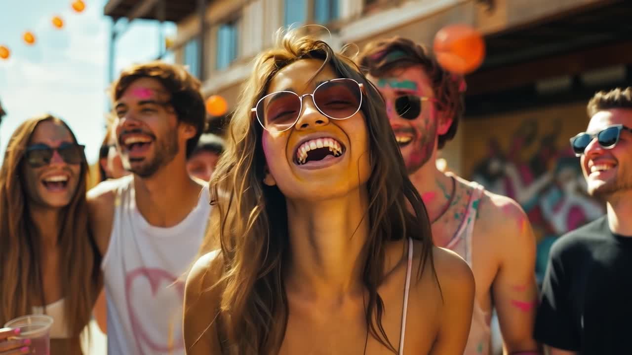 Joyful Celebration at a Vibrant Outdoor Color Festival