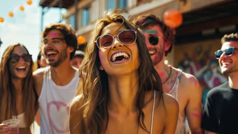 joyful celebration at a vibrant outdoor color festival