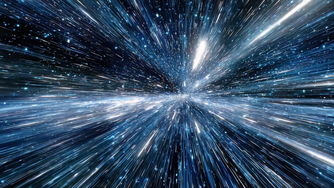 A Stunning Visual Journey Through the Cosmos: Experience the Dynamic Motion of Stars and Light in a Hyperspace Perspective with Radiant Energy and Cosmic Depth