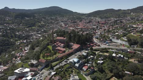 aerial of city in mexico, huasteca potosina, latin america nature hills skyline