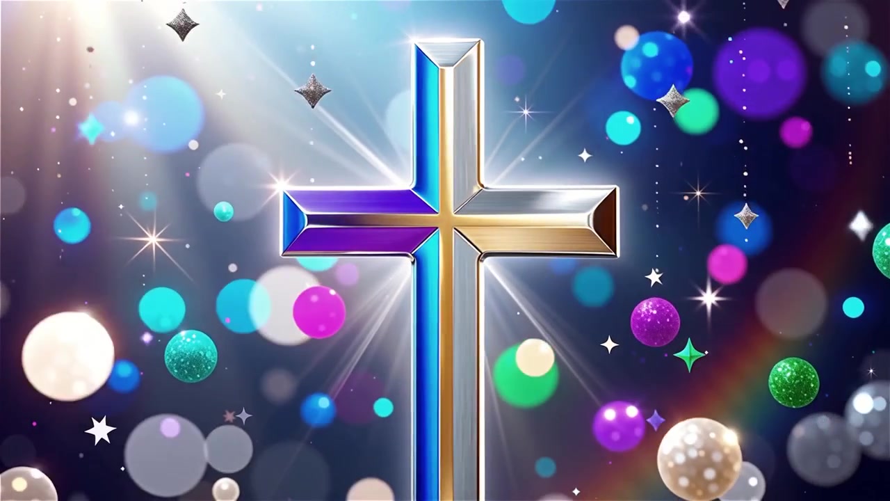 Cruz Cristiana con Luz Celestial, Fondo para Adoración.