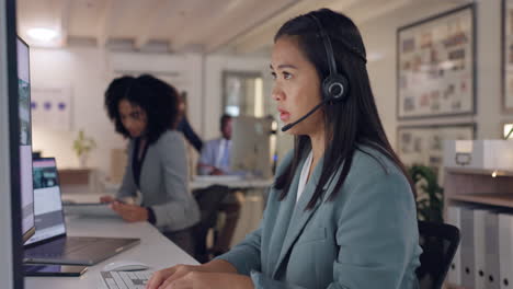 Call-center,-consulting-and-computer-with-woman