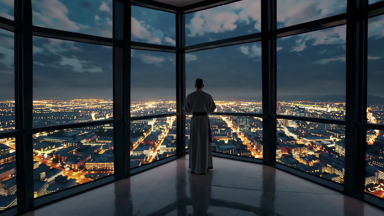 contemplación sobre la ciudad por la noche