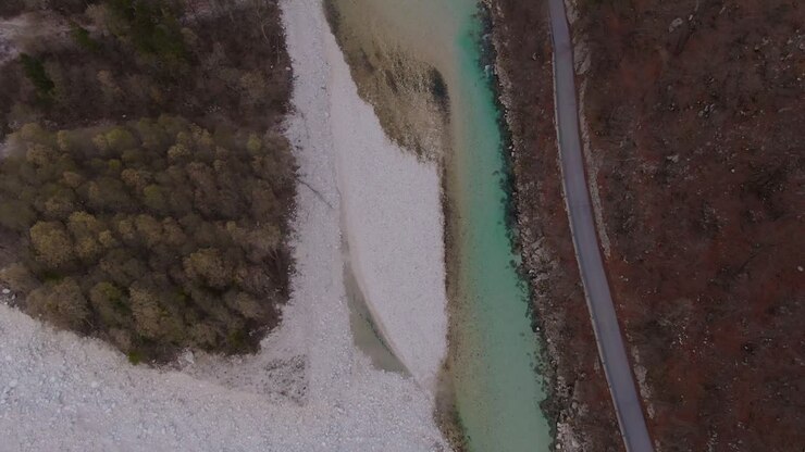 River in Valley Aerial View