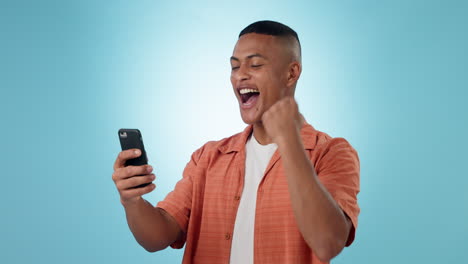 studio phone, fist pump celebration
