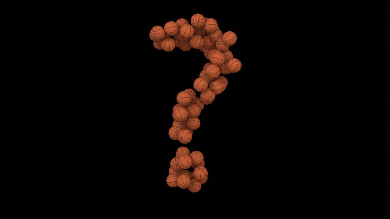 animación de bucle de baloncesto con un signo de interrogación