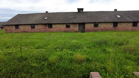 old barracks at the memorial and museum auschwitz ii-birkenau in poland