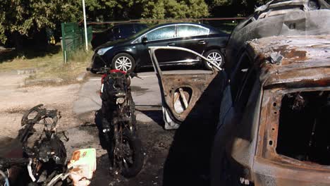 el coche despues del incendio
