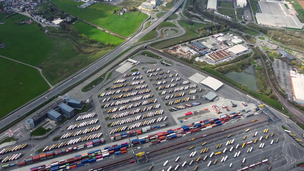 Aerial View of a Busy Cargo Terminal