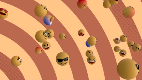 animation of multiple emoji icons floating on rotating in seamless loop