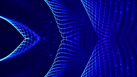 las partículas azules brillantes forman líneas, estructuras simétricas. fondo abstracto de ciencia ficción 3d en bucle de 4k. para presentaciones de vacaciones, ceremonias como diseño de movimiento de bucle vj
