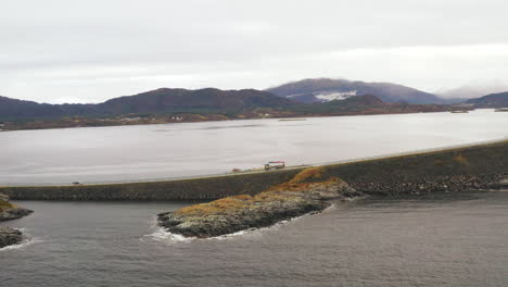 bridge on the atlantic ocean road, more og romsdal county, norway, scandinavia, europe - aerial drone shot