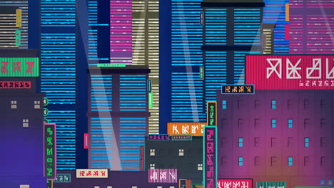 neon lit futuristic cityscape at night