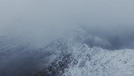 Aerial-view-of-Norway-snow-mountain-beautiful-landscape-during-winter