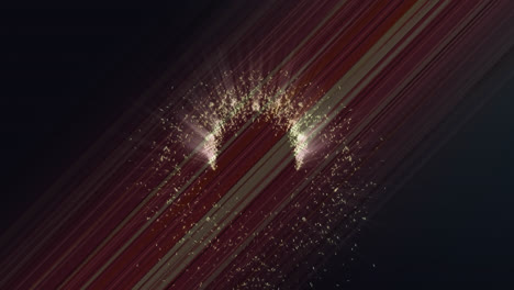 animation of glowing white particles moving in circular motion over flickering light beams, on black