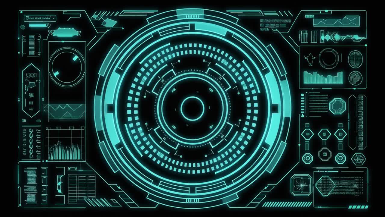 Futuristic HUD Display with Digital Data Animation