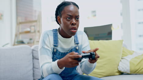 Black-woman,-video-game-and-energy