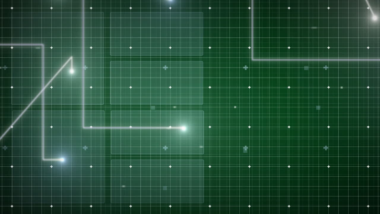 초록색 배경에 있는 빛의 반점과 모양의 애니메이션