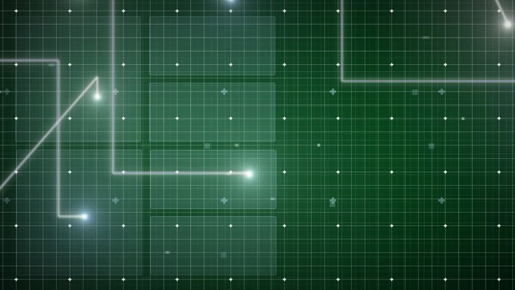 Animation of light spots and shapes on green background