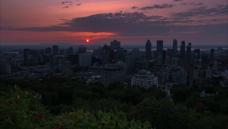 sunrise over montreal city - timelapse