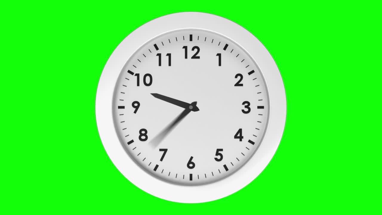 Ticking clock on green background 