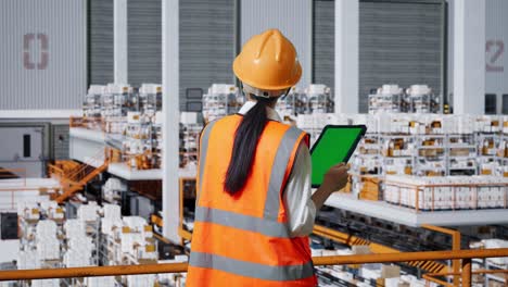 trabajador de almacén que utiliza una tableta para la gestión del inventario