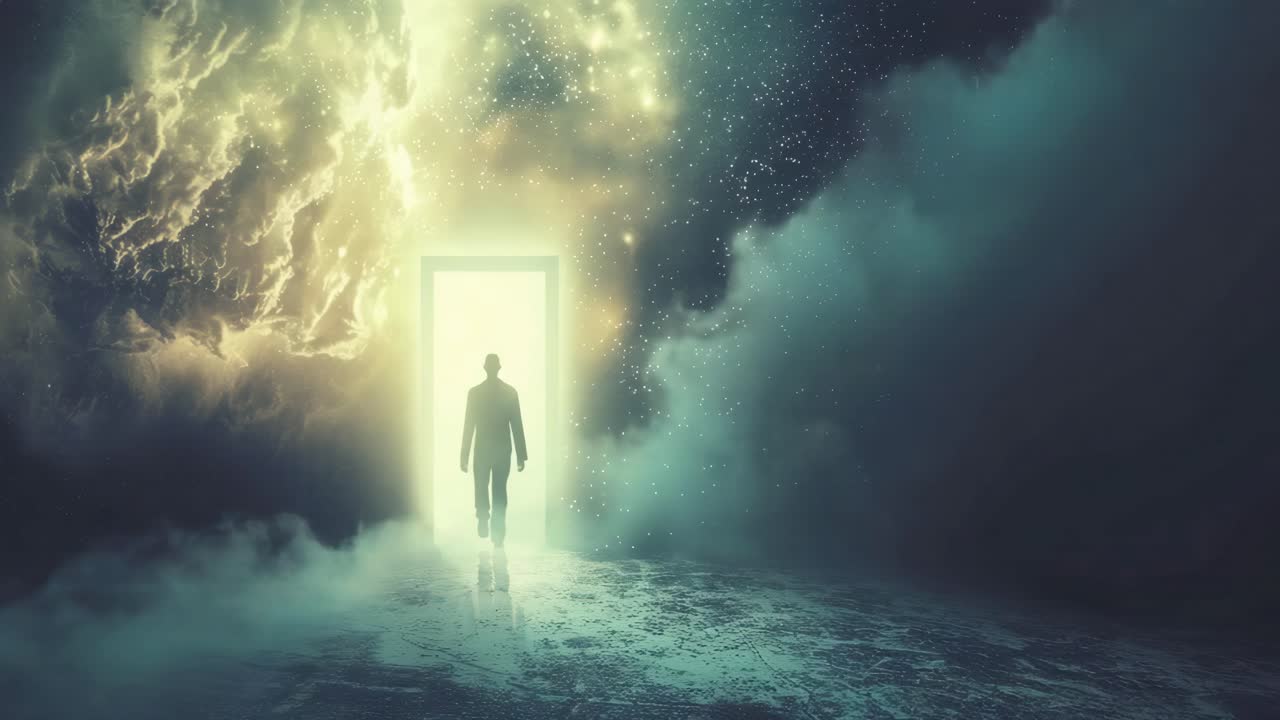 Man Standing Before a Portal to Another Dimension