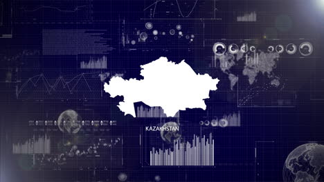 kazajstán país antecedentes corporativos con elementos abstractos de gráficos de análisis de datos i mostrando análisis de datos video tecnológico con globo, crecimiento, gráficos, datos estadísticos del país de kazajistán