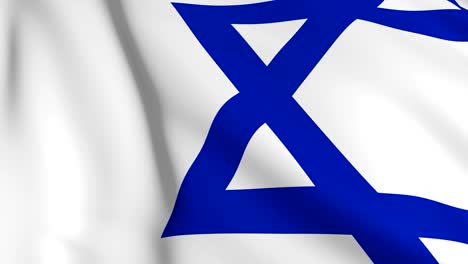 la bandera israelí en cámara lenta. la bandera se desarrolla suavemente en el viento