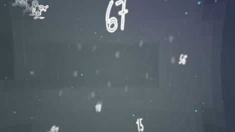 Digital animation of random alphabets and numbers moving and changing against grey background
