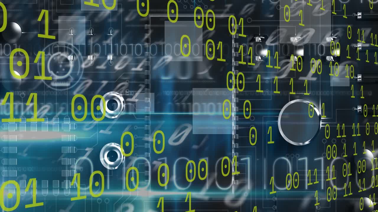 animación del procesamiento de datos sobre un fondo oscuro