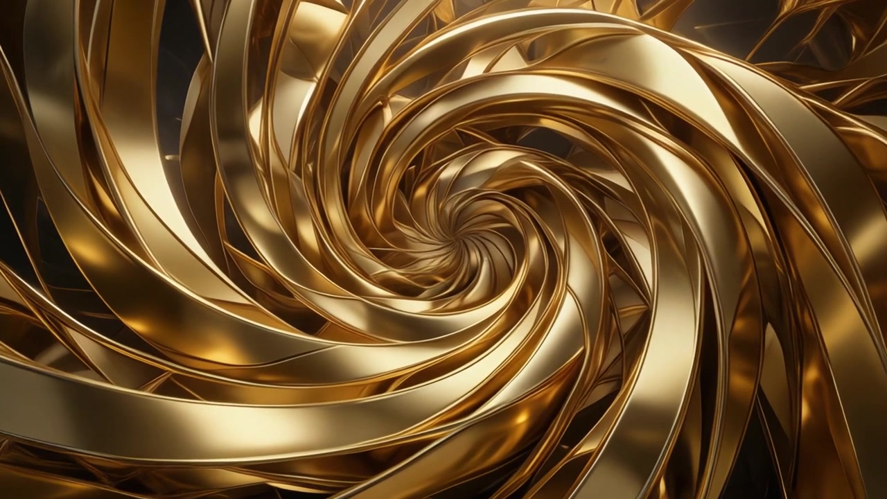 Spirale metallica dorata astratta in rotazione