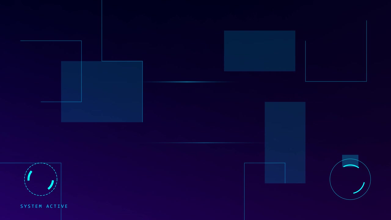 Digital Interface Background with Abstract Geometric Shapes and System Status Text