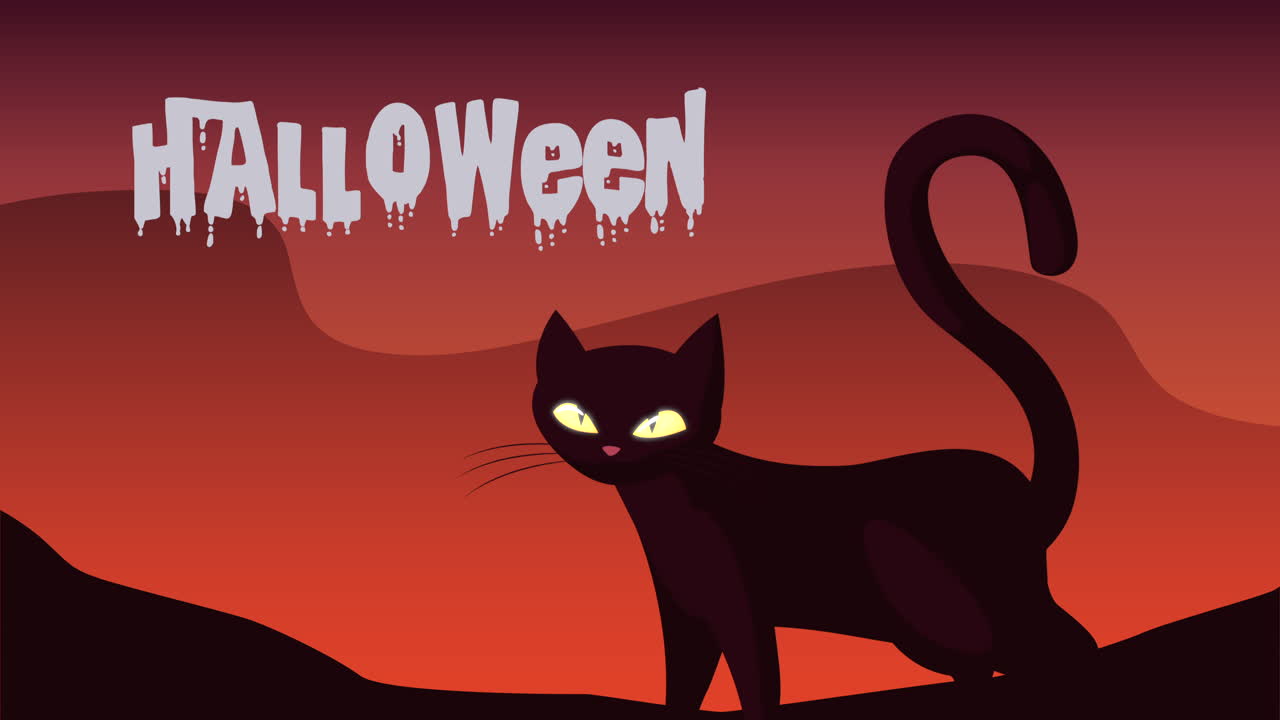 happy halloween letterring with cat