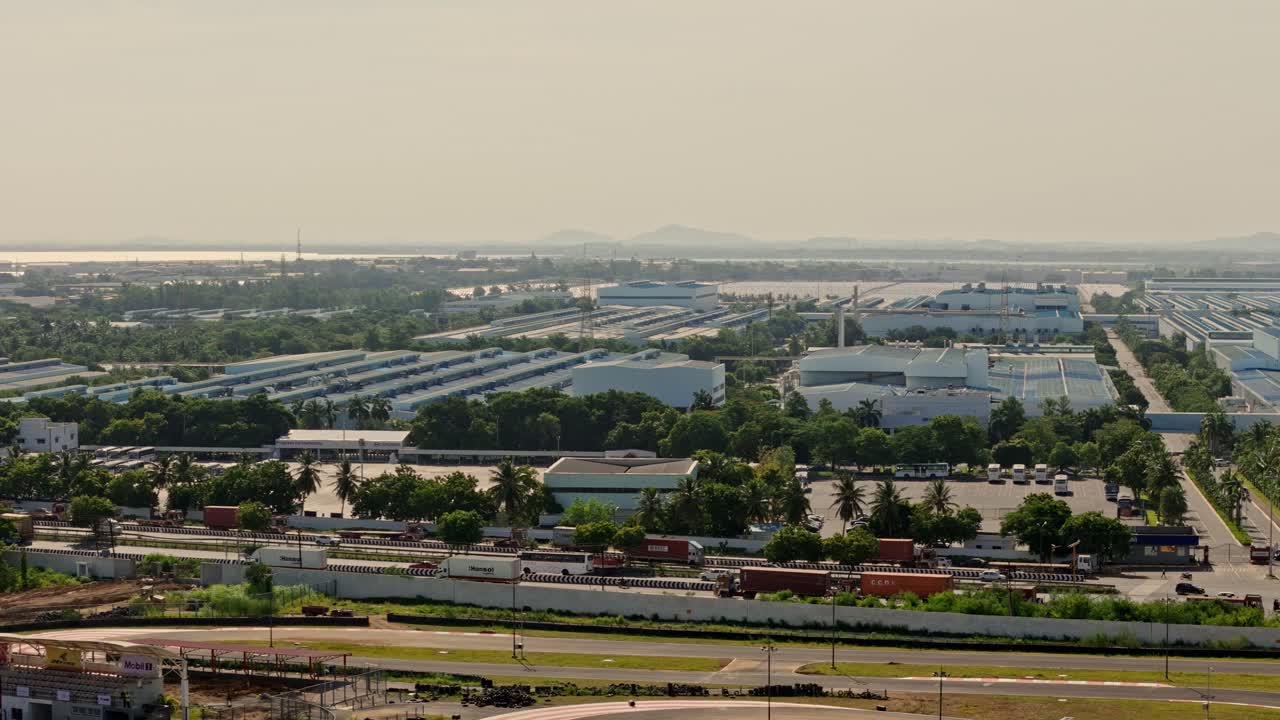Hyundai Motor India Limited car manufacturing plant in Sipcot Industrial Park, Chennai, Drone shot