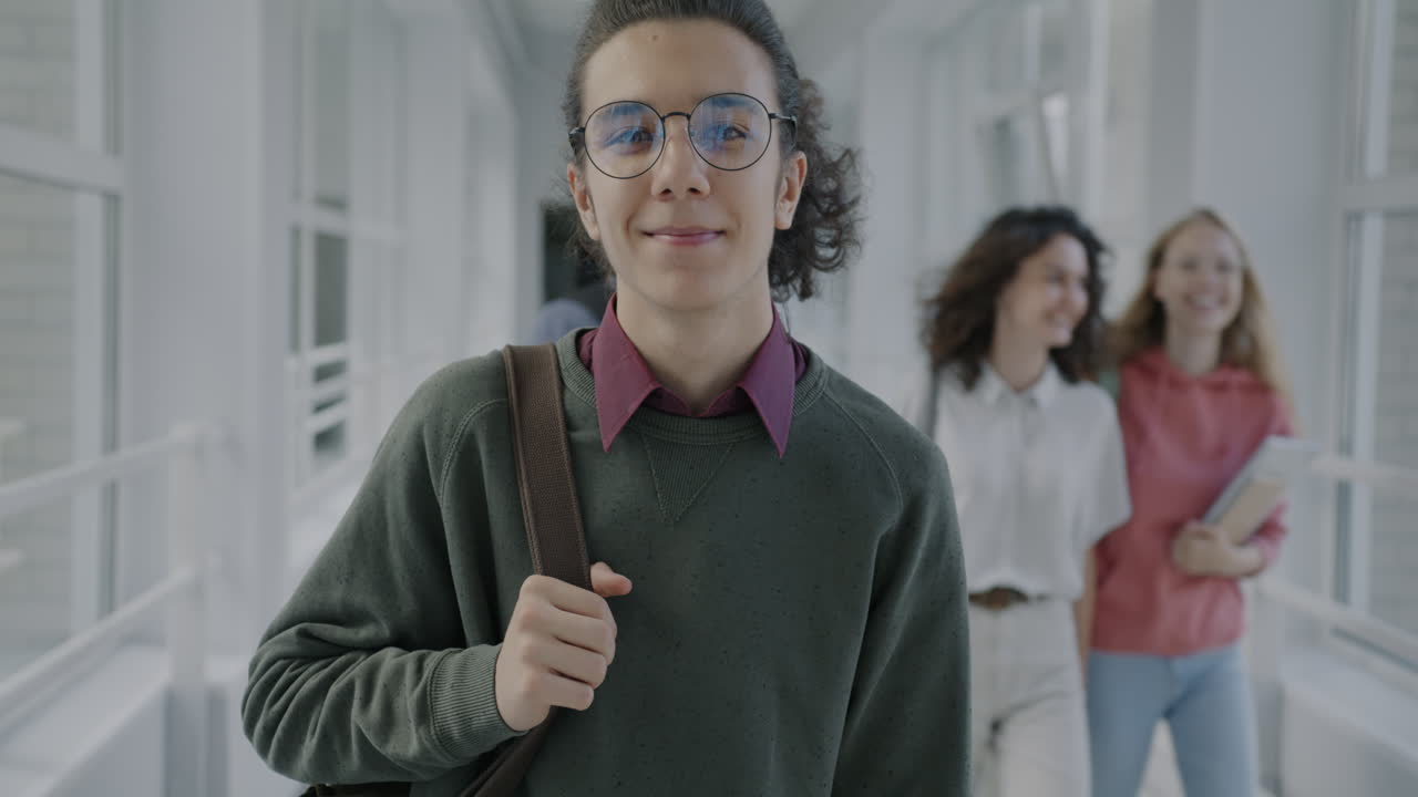 Teenage Students in School Hallway