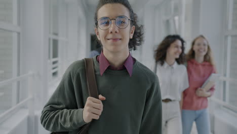 teenage students in school hallway