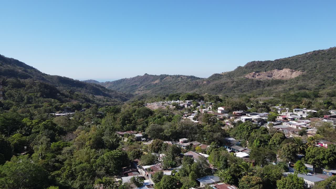 Aerial view of a village in a Latin American country