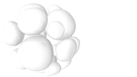 white swirling liquid blobs in 3d. clean modern soft body style on left for copy space