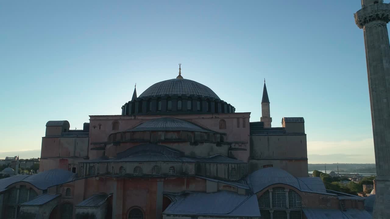Hagia Sophia drone footage at sunset