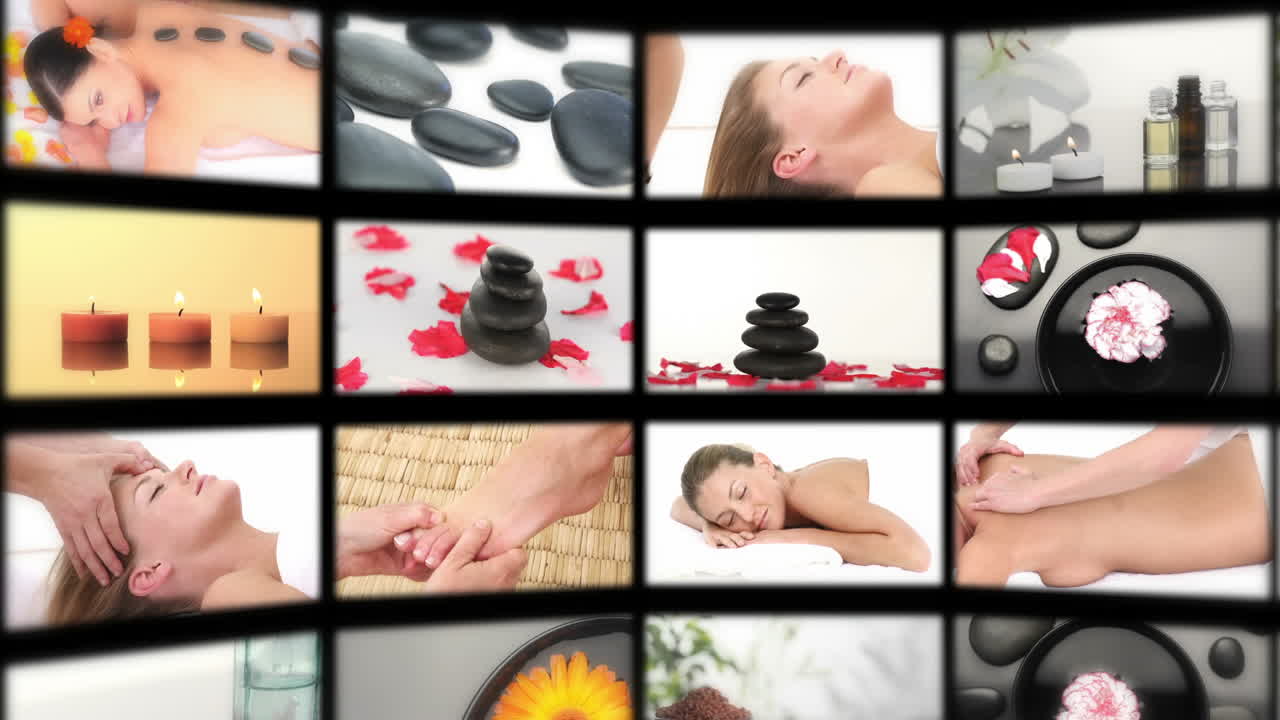 매력적인 여성들이 치료를 즐기는 장면