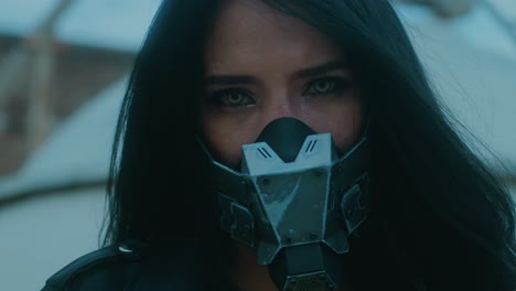 cyberpunk woman in futuristic mask