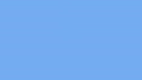 unicorn and colorful balloons floating, star shapes animation on blue background