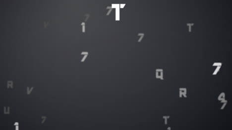 Digital animation of random alphabets and numbers moving and changing against grey background