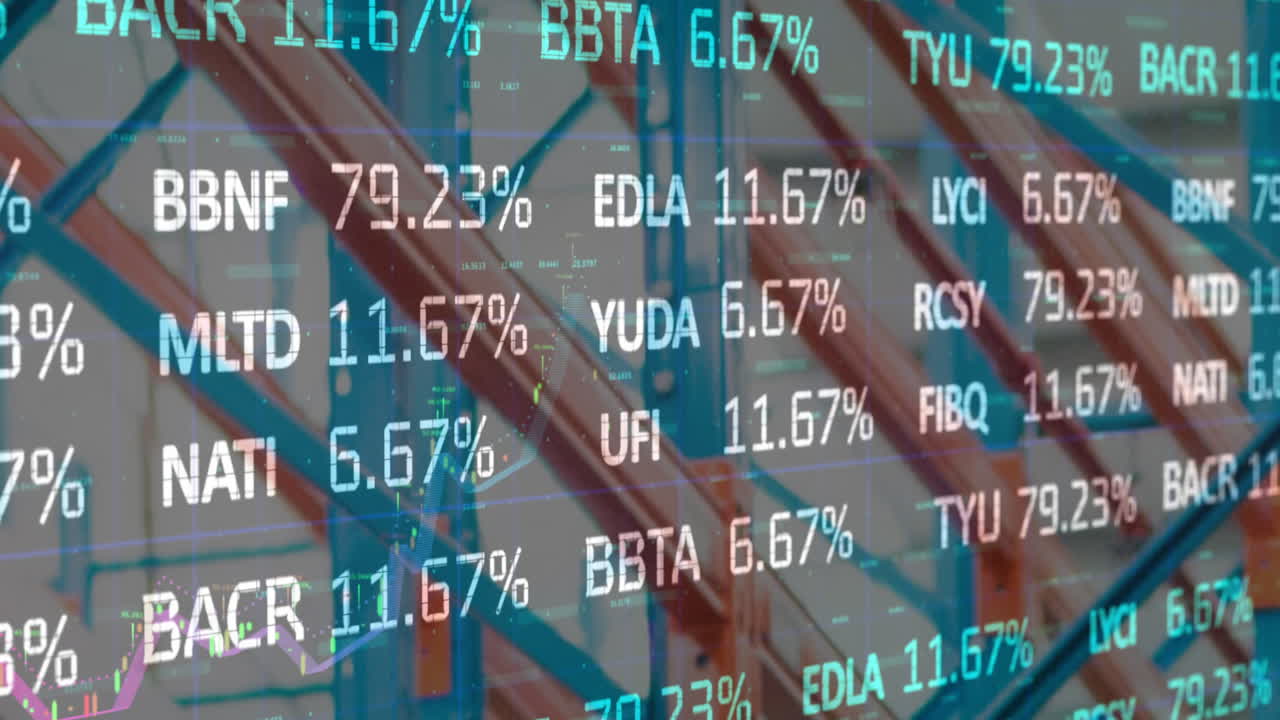 animación del procesamiento de datos en un almacén vacío
