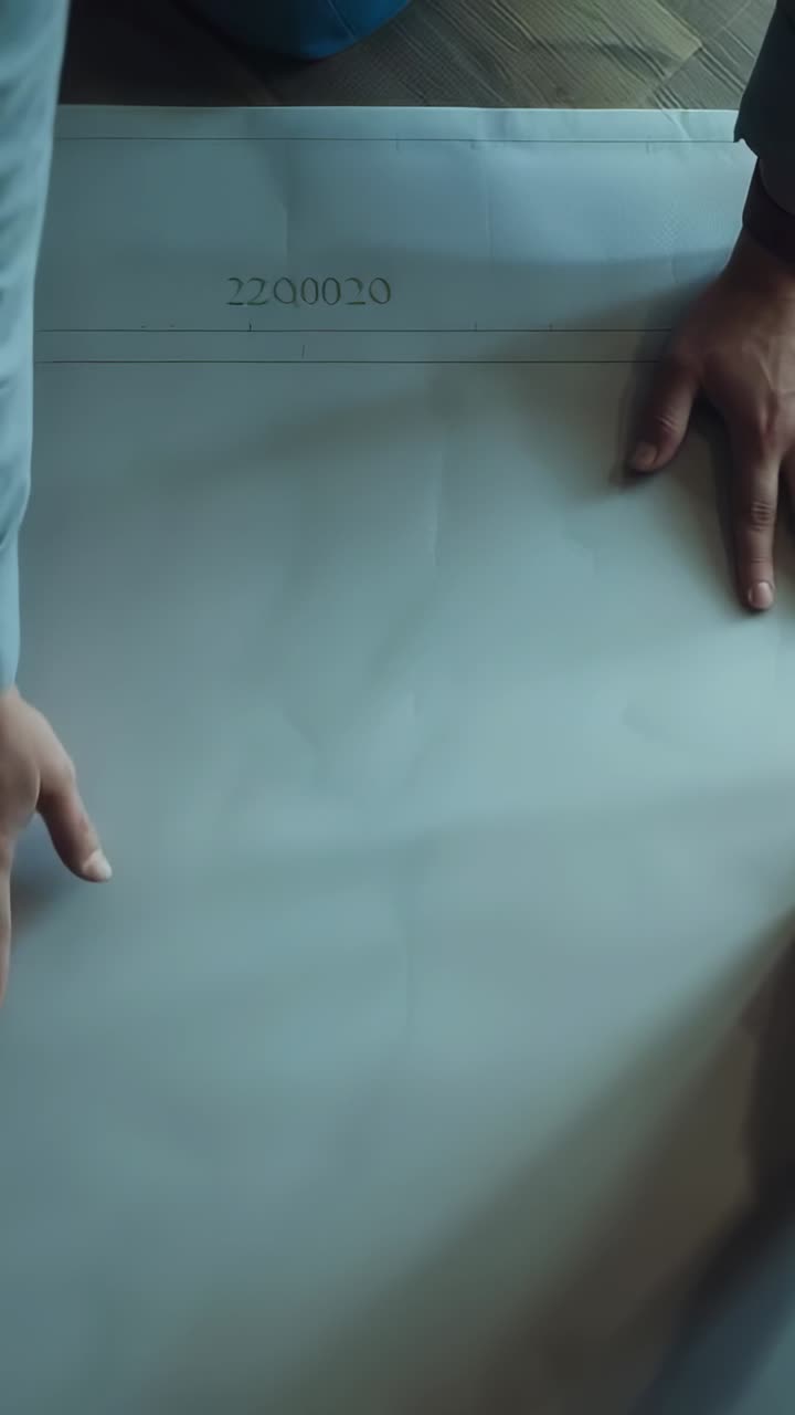 Vertical video: Placing hands men smoothing 2200020 sheet on wood floor removing folds long sleeves