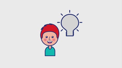 happy young boy and bulb idea creativity