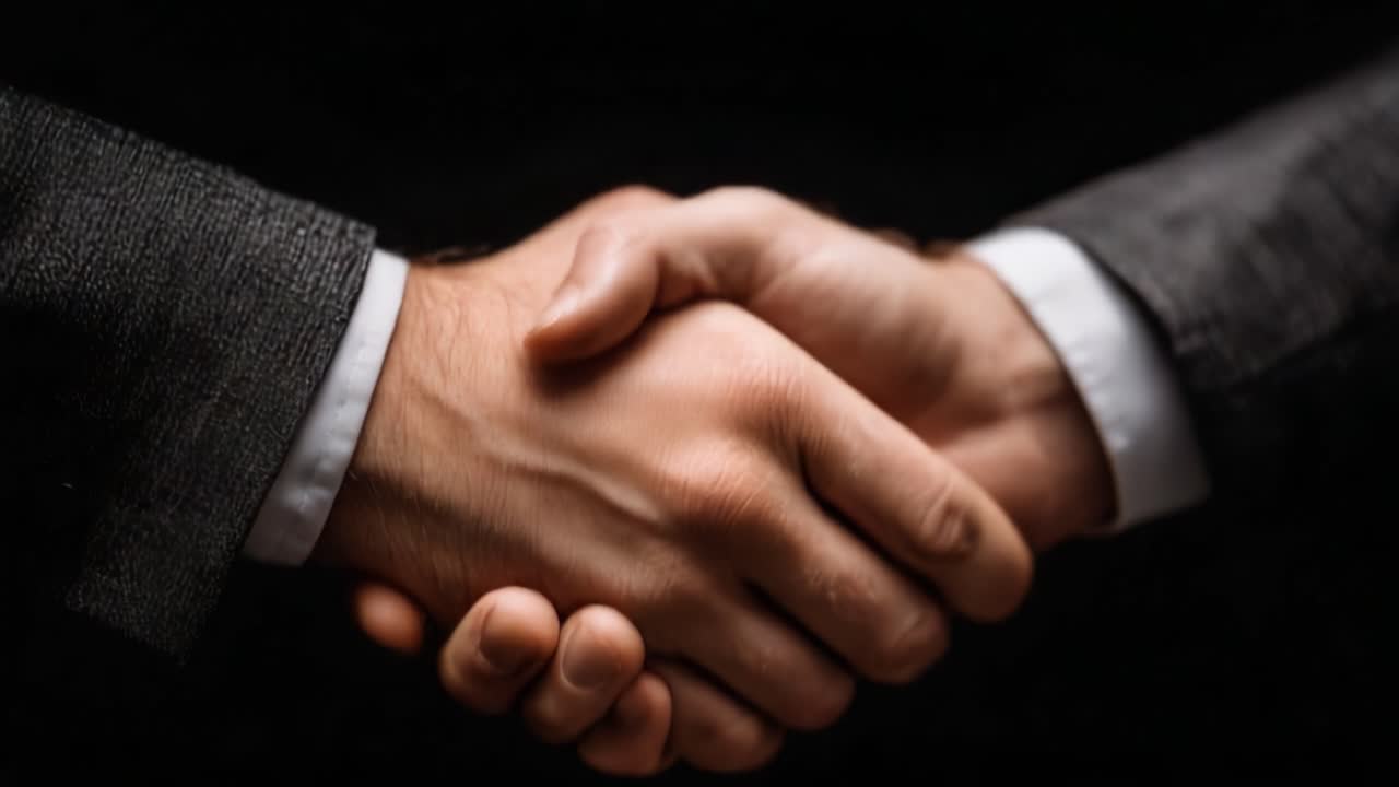 A Professional Handshake Between Two Business Partners Symbolizing Trust, Cooperation, and Commitment in a Corporate Environment