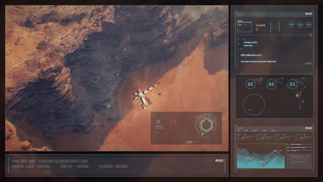 Digital Display Sci-Fi HUD - Mars Base From Orbit