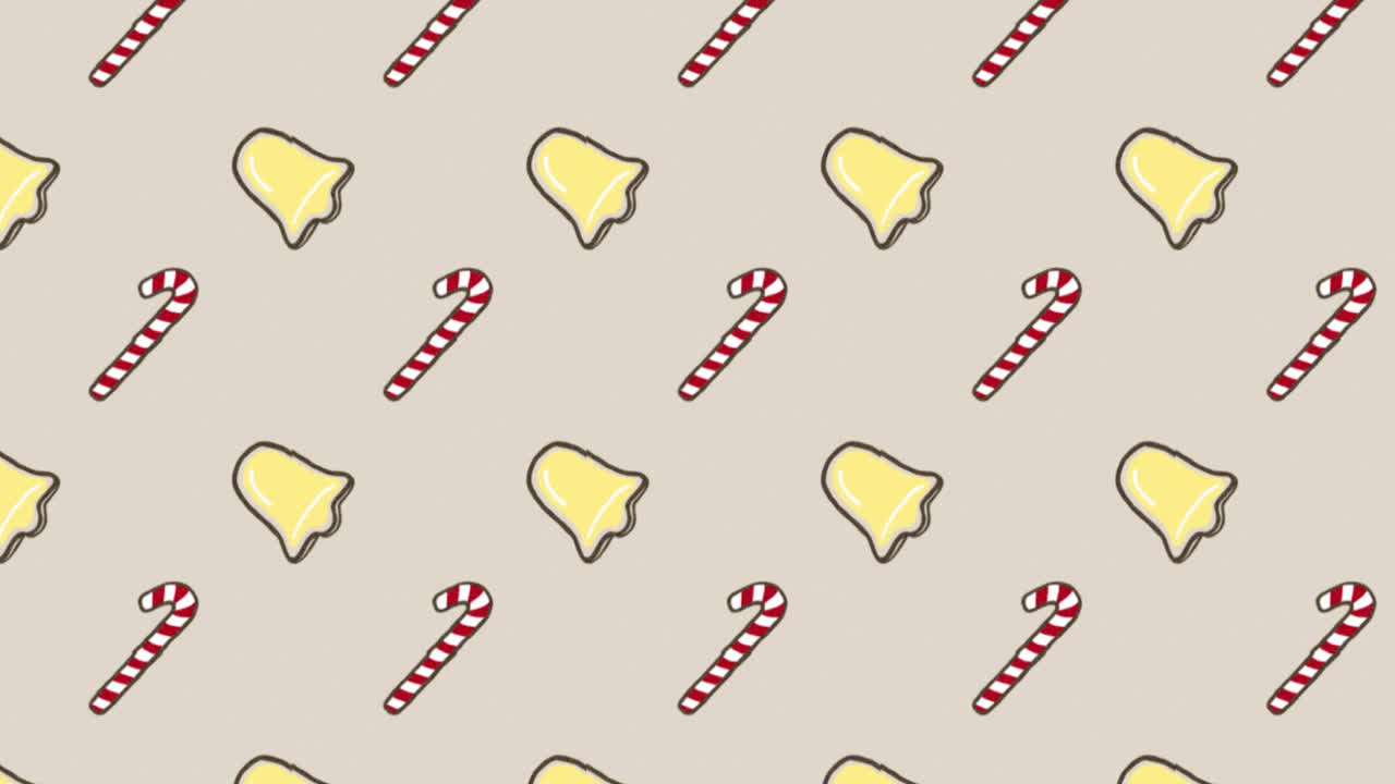 크리스마스 벨과 사탕수수 패턴 애니메이션